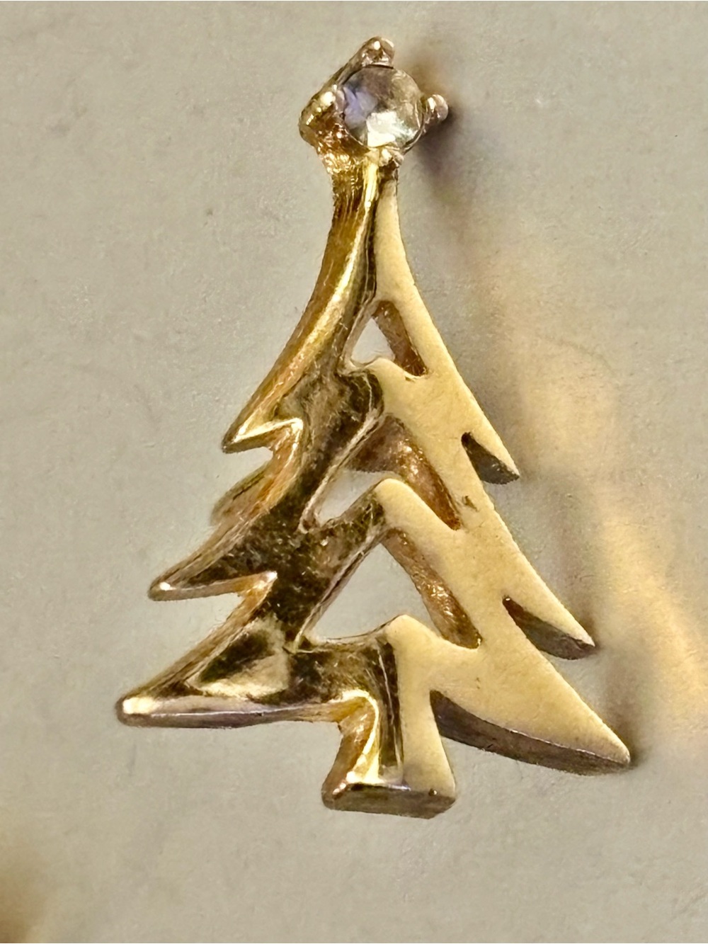 Avon signed Christmas Tree Tie Tack Pin with Rhinestone